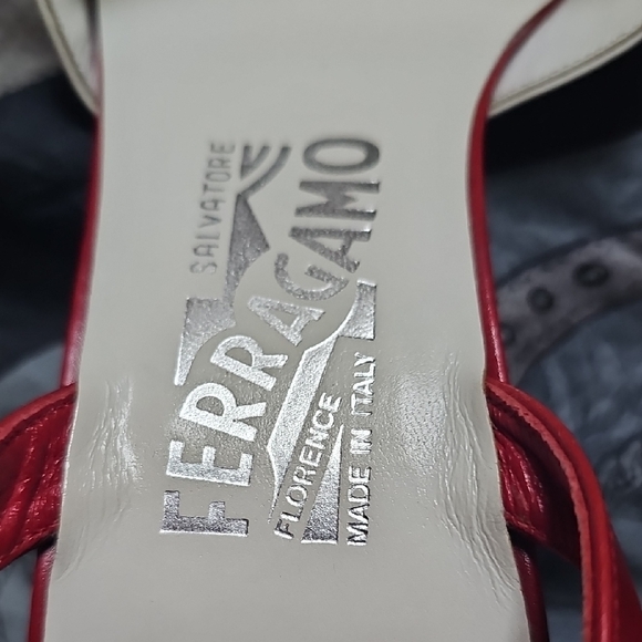 Salvatore Ferragamo Red and Cream Heels - Picture 7 of 10
